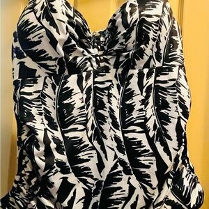 Cacique Black and White Bustier Bodysuit Swimwear